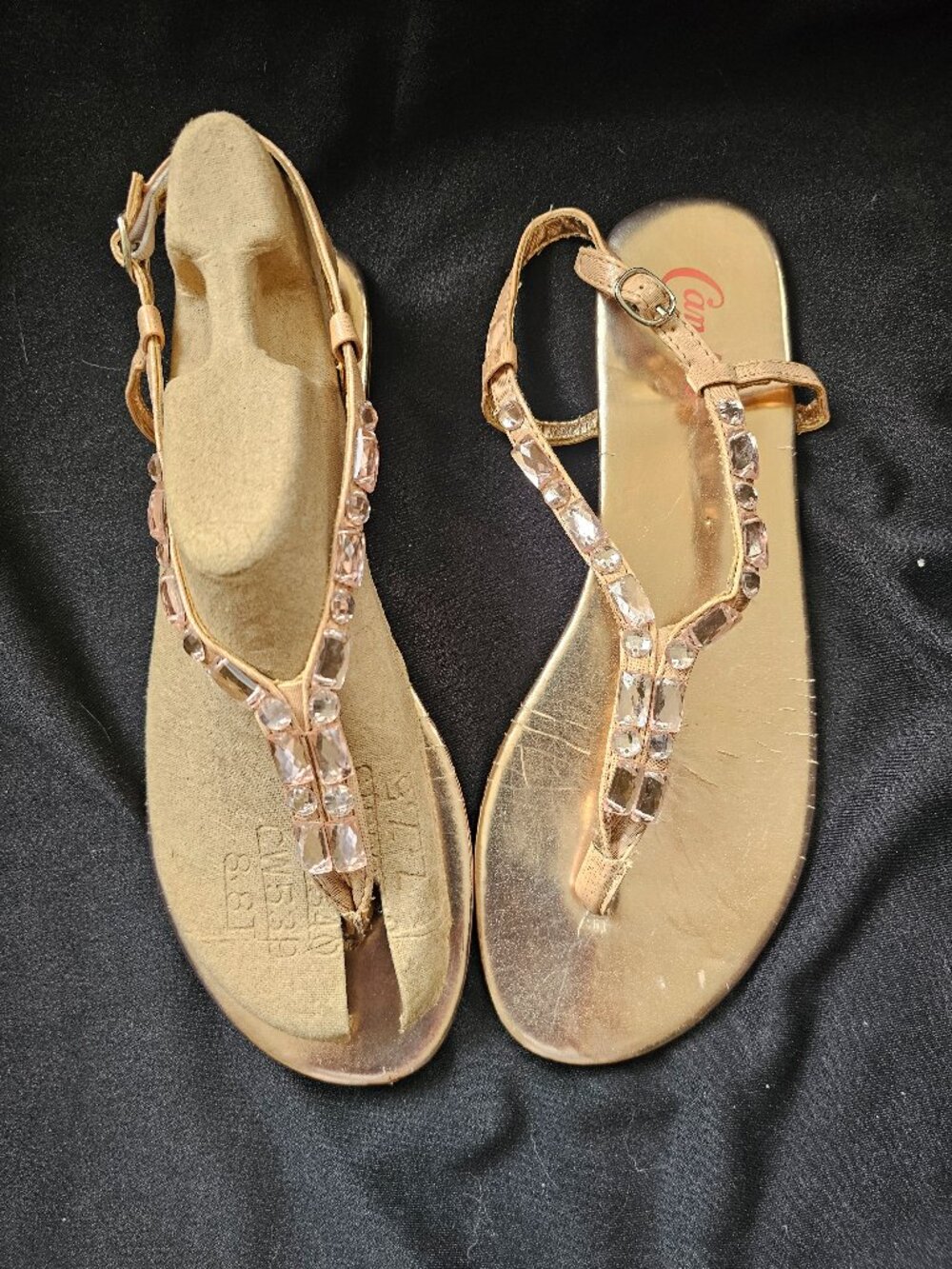 Sz 8 Rose Gold Sandals with Rose Stones